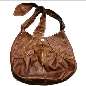 Lucky Brand Vintage Brown Leather Shoulder Casual Everyday Boho Hobo Purse